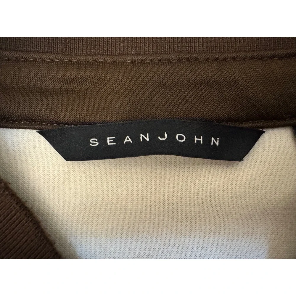 Sean John Track Jacket Mens 3XLT Brown Cream Orange‎ Full Zip Big Tall